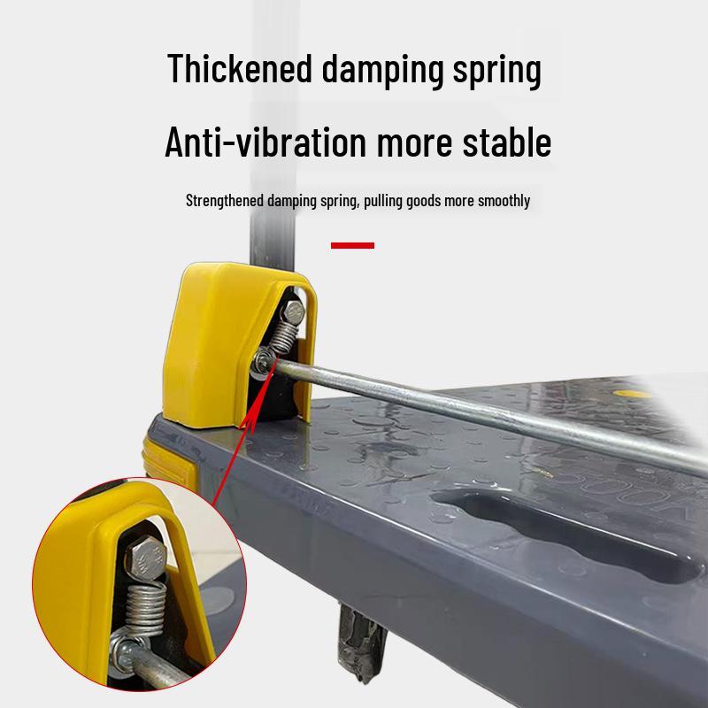 Reinforced Gray Folding Hand Push Flatbed Cart - Silent Heavy-Duty Design