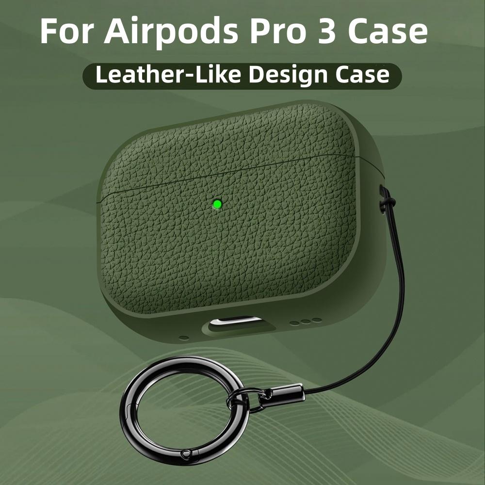 For Airpods Pro 3 Case Soft TPU Leather-Like Design Protective Cover with Lanyard and Cleaner Kit For Apple Latest Airpods Pro 3
