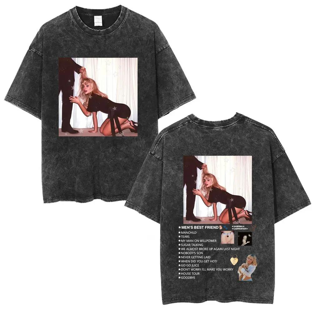 

Стирка Винтаж Сабрина Карпентер Manchild Альбом Графические Футболки Мужские Женские Мода Повседневные Оверсайз Футболки Унисекс Уличная Мода L