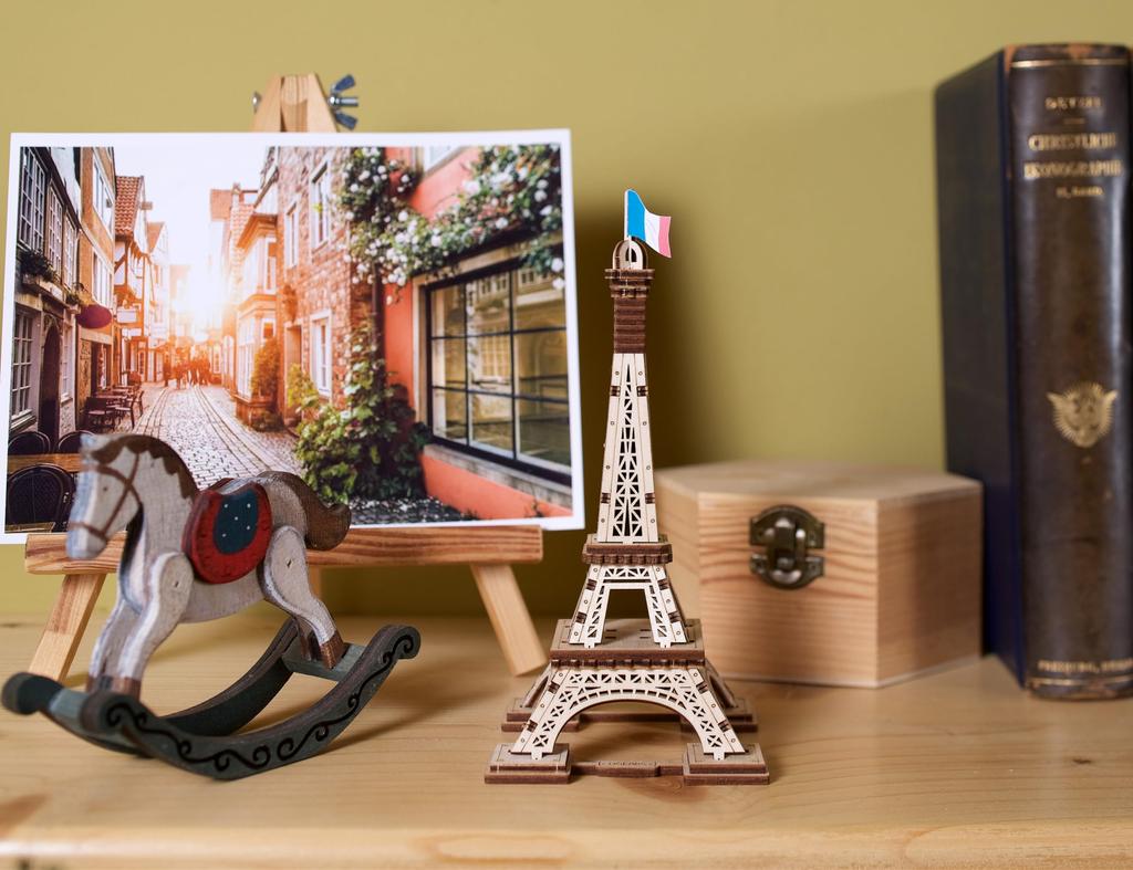 Ugears Eiffel Tower 70249 Wooden No Glue or Tools 3D Puzzle with Assembly Puzzle, Required, Instructions, Beginner-Friendly