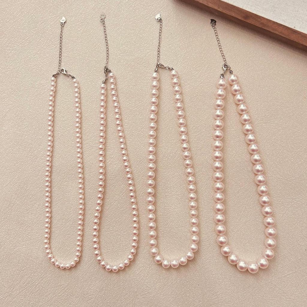 Cherry Blossom Pink Pearl Necklace: Elegant, Lustrous, Perfectly Round - Ideal for Spring & Versatile for Women