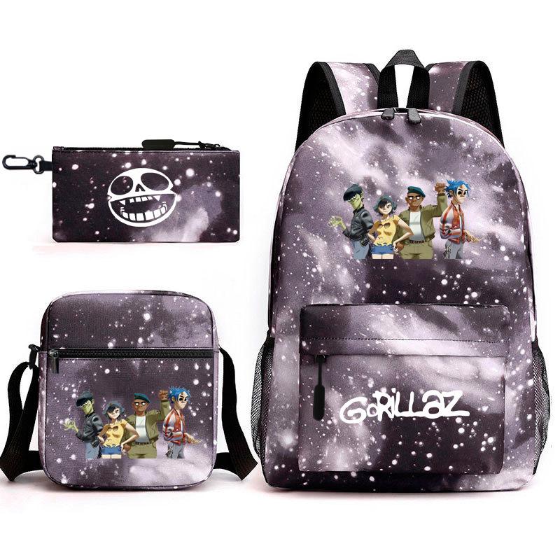 British virtual band trend heat transfer, primary and secondary school students schoolbag Gorillaz children's starry sky three-piece set, teenagers