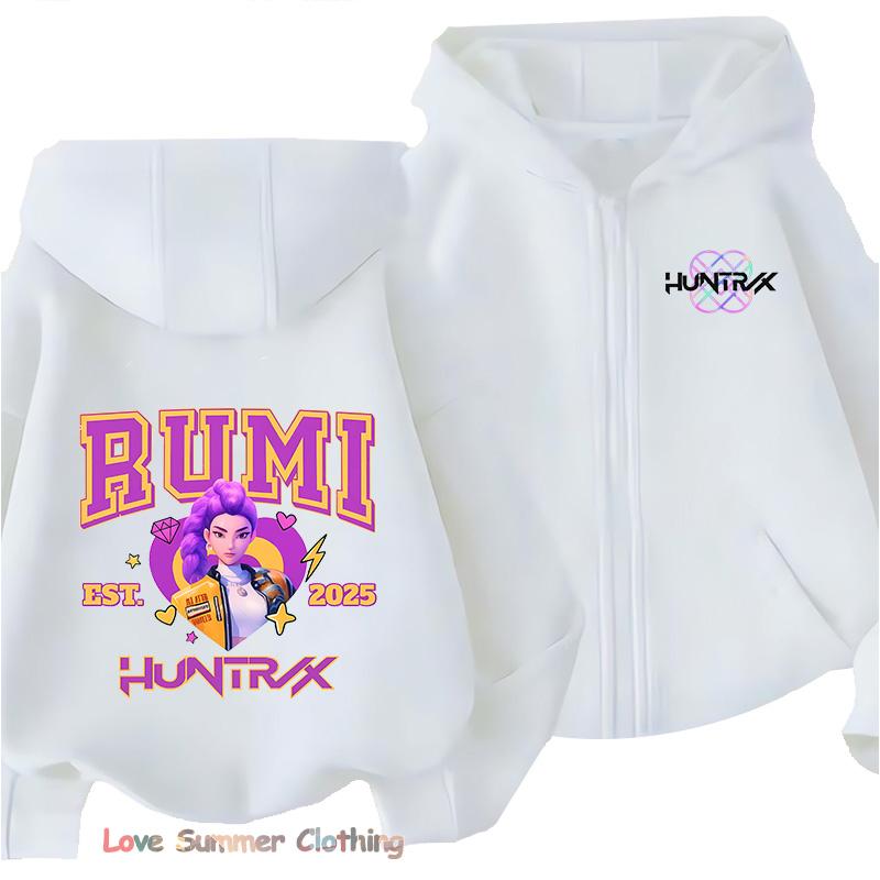 Huntrix Jenter hettegenser med glidelås Kpop Demonjegere Jenter Høst Hettejakke Glidelås Høst RUMI MIRA ZOEY DERPY genser avslappet hettegenser