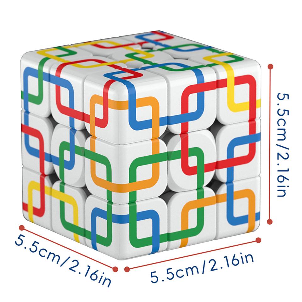 

3x3x3 Magic Stress Relief Cube 3D Speed Puzzle UV Printed Chain Square Smooth Stress Relief Game Toy for Kids Adults Gift