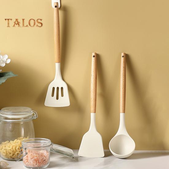 Kochspatel, Lebensmittelqualität, Kochutensilien, unverformt, praktischer Holzgriff, Bratspatel, Suppenkelle, Restaurant-Werkzeug