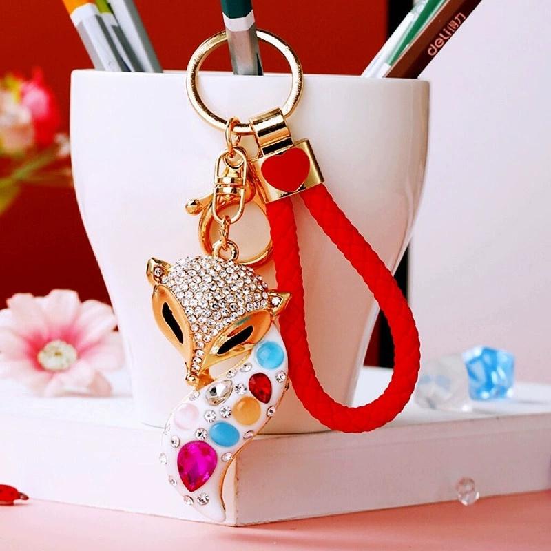 Lovely Fashion Fox Purse Bag Rhinestone Charm Pendant Gift Keyfob Bag Charm