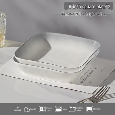 Jingdezhen Nordic Underglaze Ceramic Square Dinner Plates