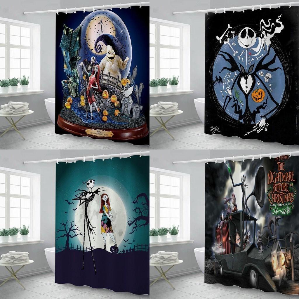 Vibrant And Colorful The Nightmare Before Christmas Shower Curtain With Hooks For Bathrooms