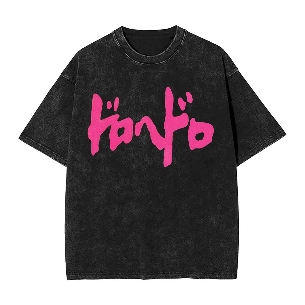 Mens Tshirt Dorohedoro Heiwa Sharks Washed Tshirts Hip Hop Summer Tees Y2k Retro Design Cotton Clothing Hot Sale