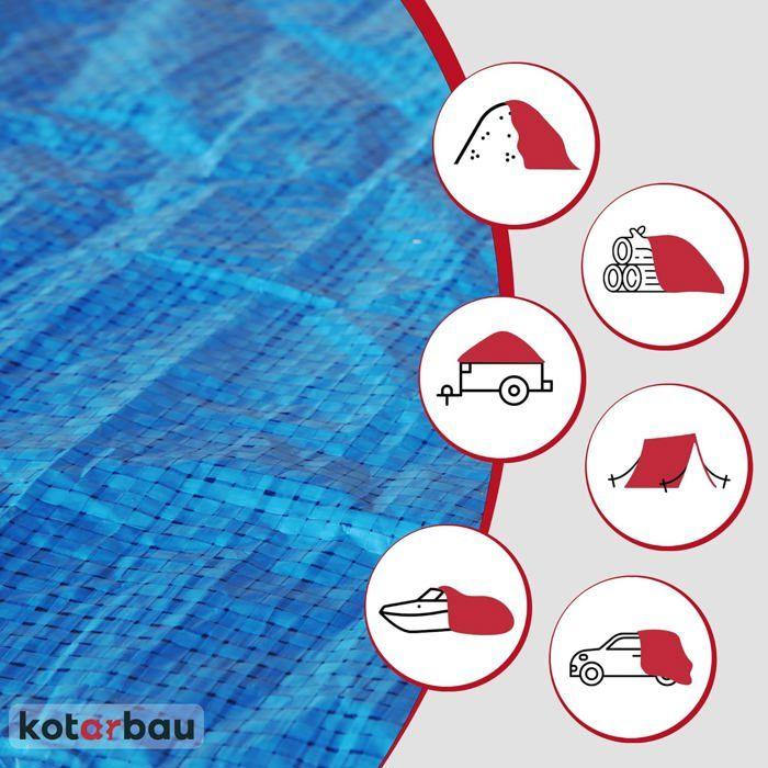 Bâche De Protection - Kotarbau - 10 X 12 M - Imperméable - Résistant Aux UV - Œillets Renforcés