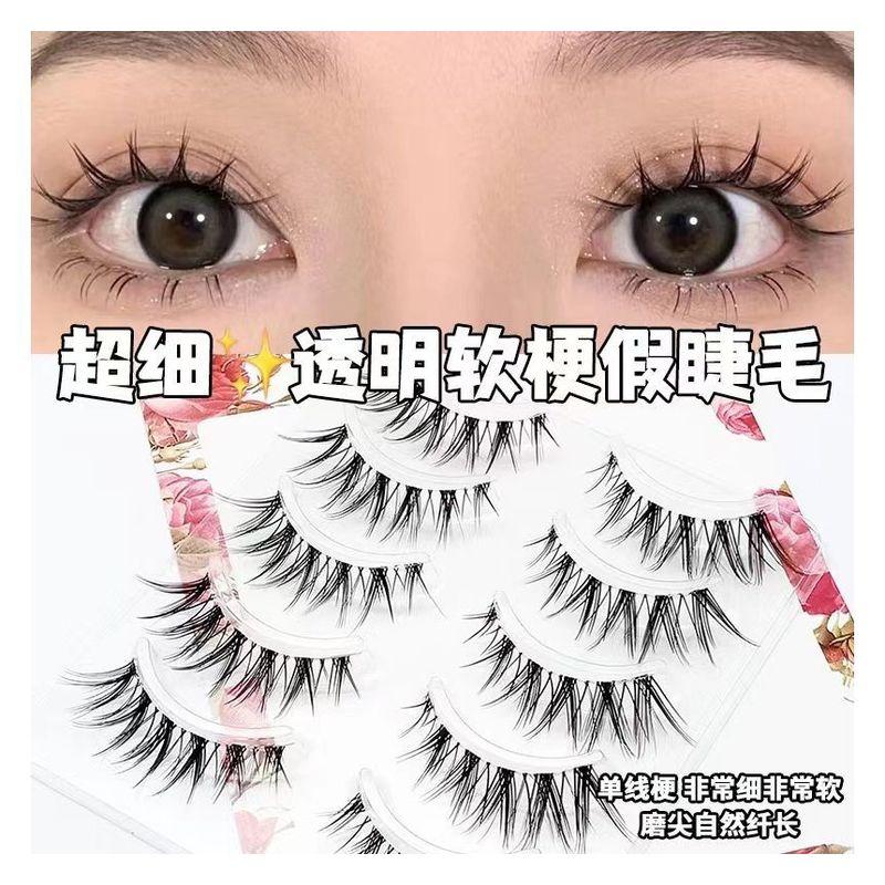 Lashie - Set of 5 Pairs: Natural Criscross Clear Band False Eyelashes