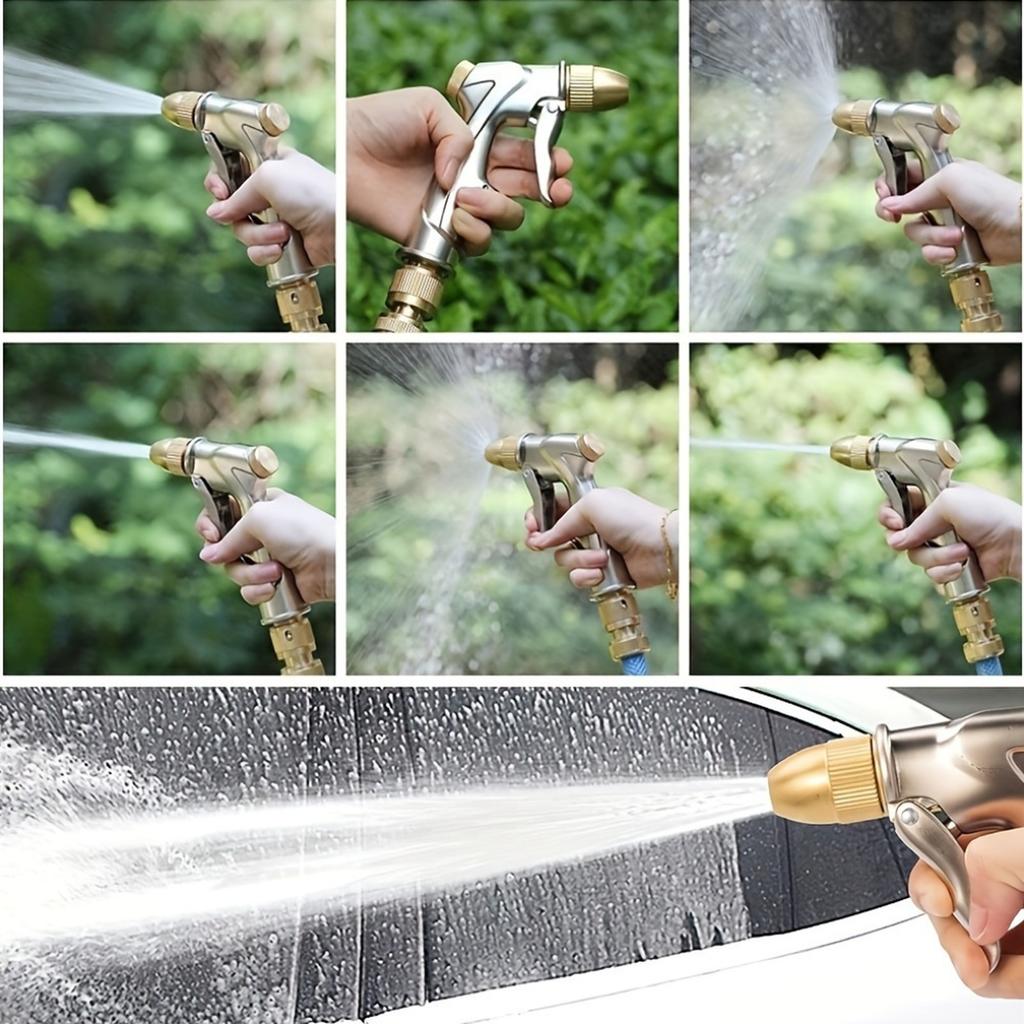 Heavy Duty Metal Garden Hose Nozzle High Pressure Water Spray Gun Adjustable Spray Pattern for Car Washing Lawn Watering and Cleaning Tools