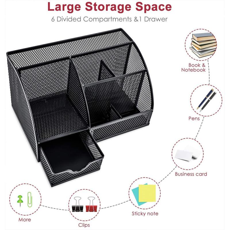 Multifunctional Pen Holder With 7 Compartments 9200 Storage Box Space-saving Office Desk Organiser