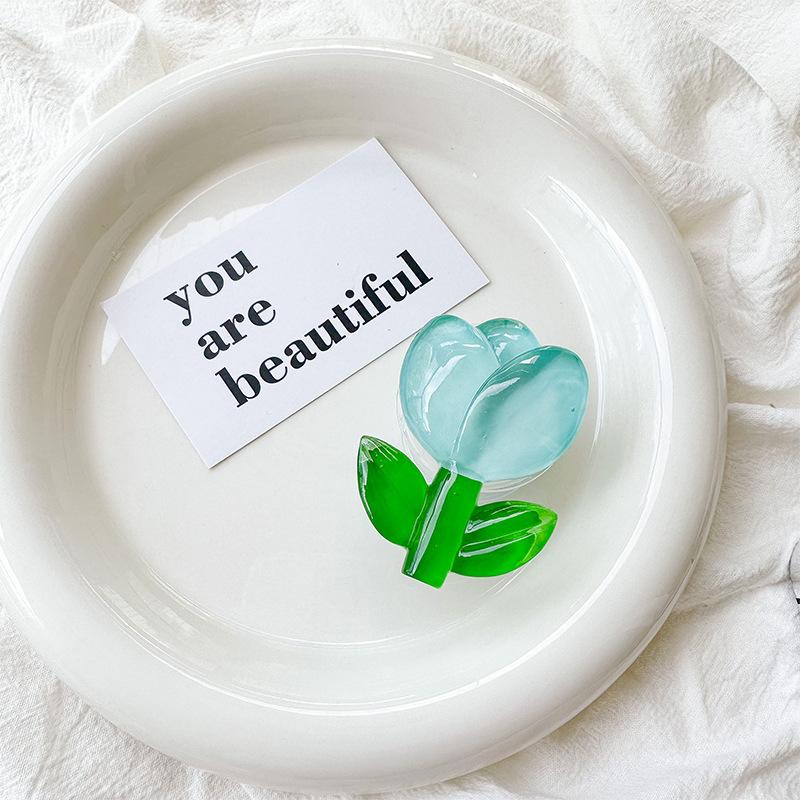 Japanese Small Fresh Wind Mobile Phone Airbag Bracket Tulip Flower Retractable Back Sticker Portable Niche Carry