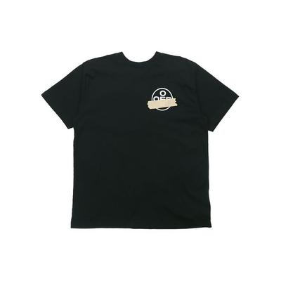 Off-White T-shirt Nera Unisex a Maniche Corte con Frecce Nastro Nero Beige OMAA038R201850021048