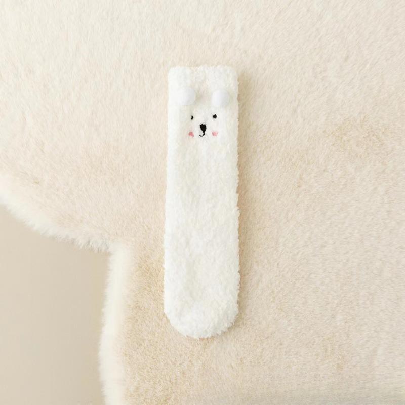 Female Winter Thick and Warm Velvet Coral Velvet Solid Color Home with Yuezi Stockings