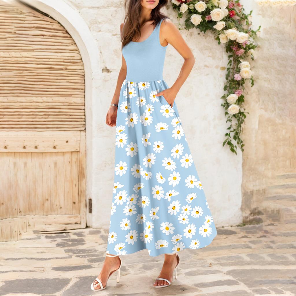 Women's Flowing Dresses Women's Summer Dresses Casual  Long Dresses Cute Floral Long Dresses