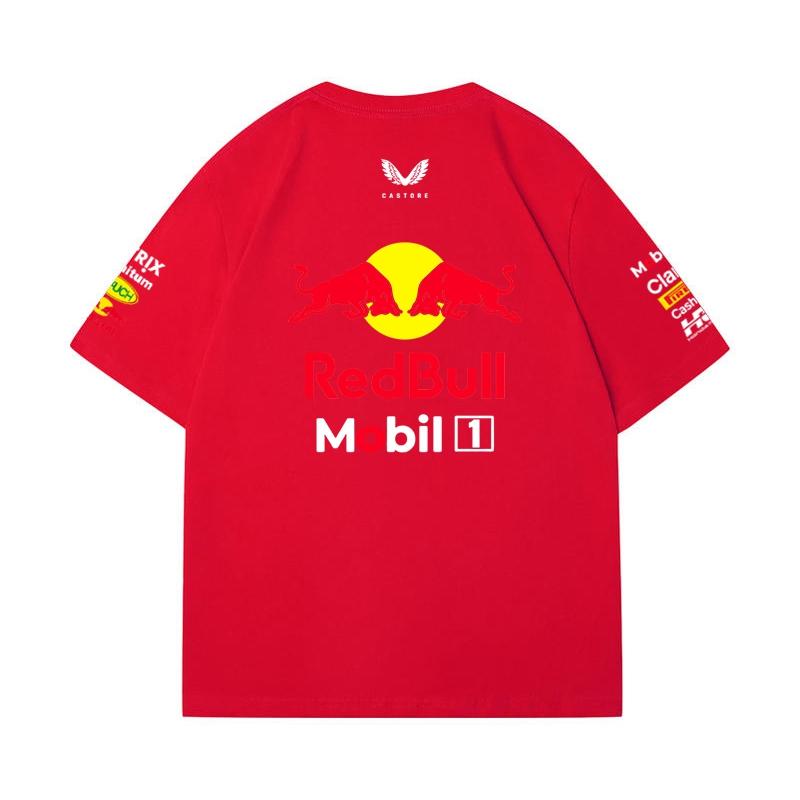 Red Bull Heren Dames F1 Raceteam T‑shirt, Zomer Korte Mouw Katoenen T‑shirt, Voor en Achter Print Casual Los Sport Topje, Meerkleurig