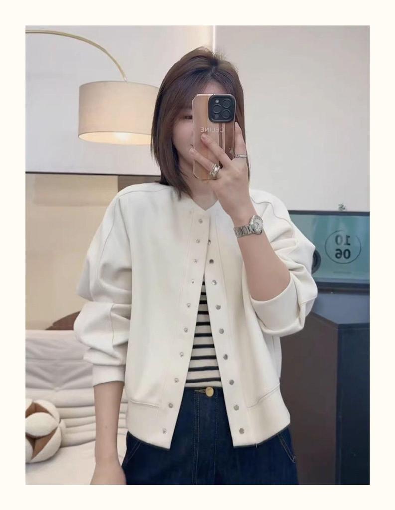 Damen Frühling 2025 Einreihige Baseballjacke - Kurz, Vielseitig, Lässiger Cardigan Top
