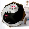 1 Stück Katzen YinYang Automatischer Faltregenschirm mit 8-Speichen winddichtem Design, Tragbarer faltbarer Sonnenschirm für Halloween 113