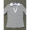 Genuine Export Surplus European and American Striped Stretchy Slim-Fit Comfortable Cotton Women's Summer Polo Collar Short-Sleeve T-Shirt
