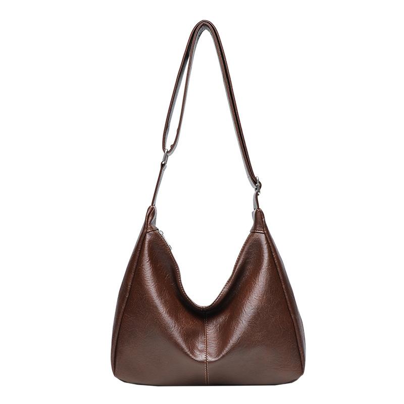 

Bag women s new Maillard retro messenger bag textured soft leather large capacity versatile simple shoulder tote 31*11*27cm коричневый