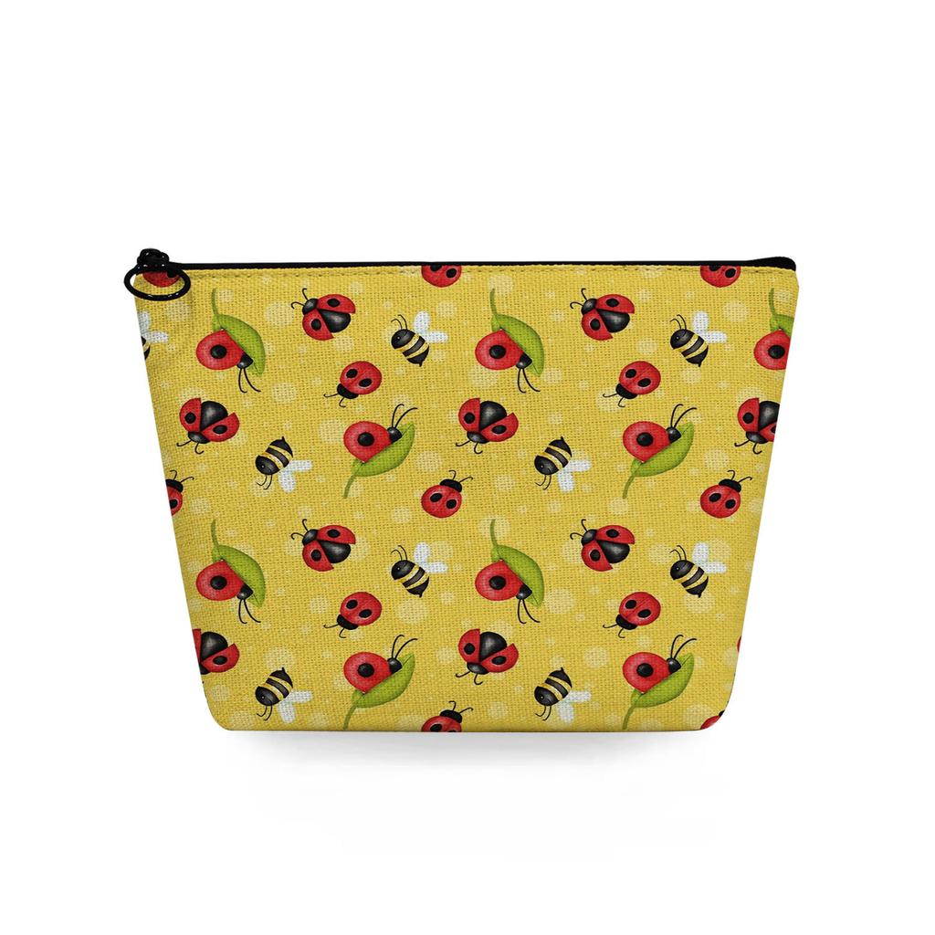 Women Seven-spotted ladybug Print Cosmetic Bag Toiletries Organize Travel Storage Case 6748