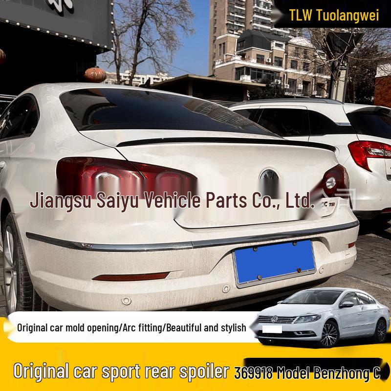 Volkswagen CC Rear Spoiler (2009-2018) - Non-Destructive, No-Punching Diffuser, Carbon Fiber Texture.