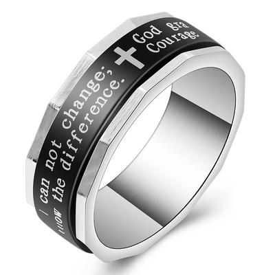 8MM Drehbarer Kreuz Edelstahlring Minimalistischer Modeschmuck für Männer Frauen