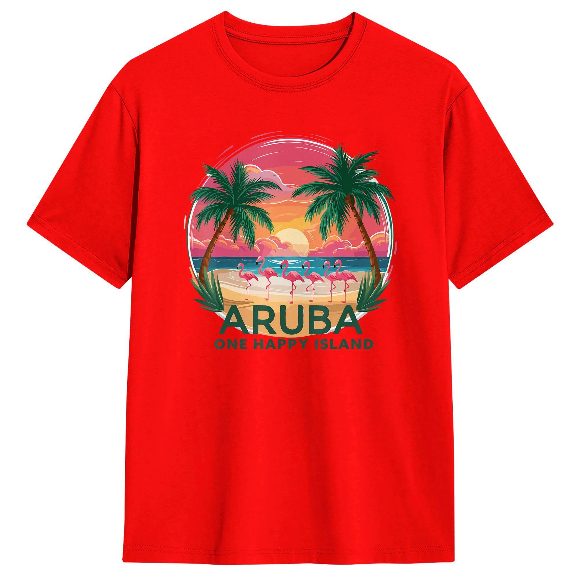 Couple T Shirt Aruba One Happy Island Souvenir T Shirts Popular Summer Tee Shirt Vintage Pure Cotton Tops Gift Idea S