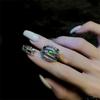 Retro Emerald Irregular Ring: High-Quality Simulated Gemstone in Trendy Light Luxury Style