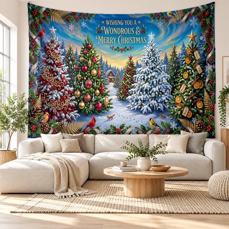 Christmas Printed Tapestry Wall Hanging For Bedroom Living Room Wall Decor Holiday Gift