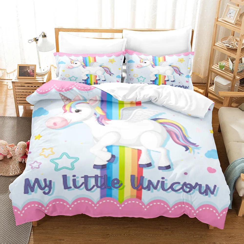

Comforter Cartoon Unicorn Set Kids Winter S Twin Full Queen King Bedroom Set Home Textile Housse De Couette Comforter (quilt)-EU Single(135*200cm)3pcs