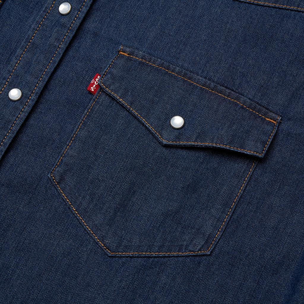 Levis Jednobarevná jednořadá košile s límečkem s hroty a dlouhým rukávem Dámské košile Tmavě modrá 86832-0017