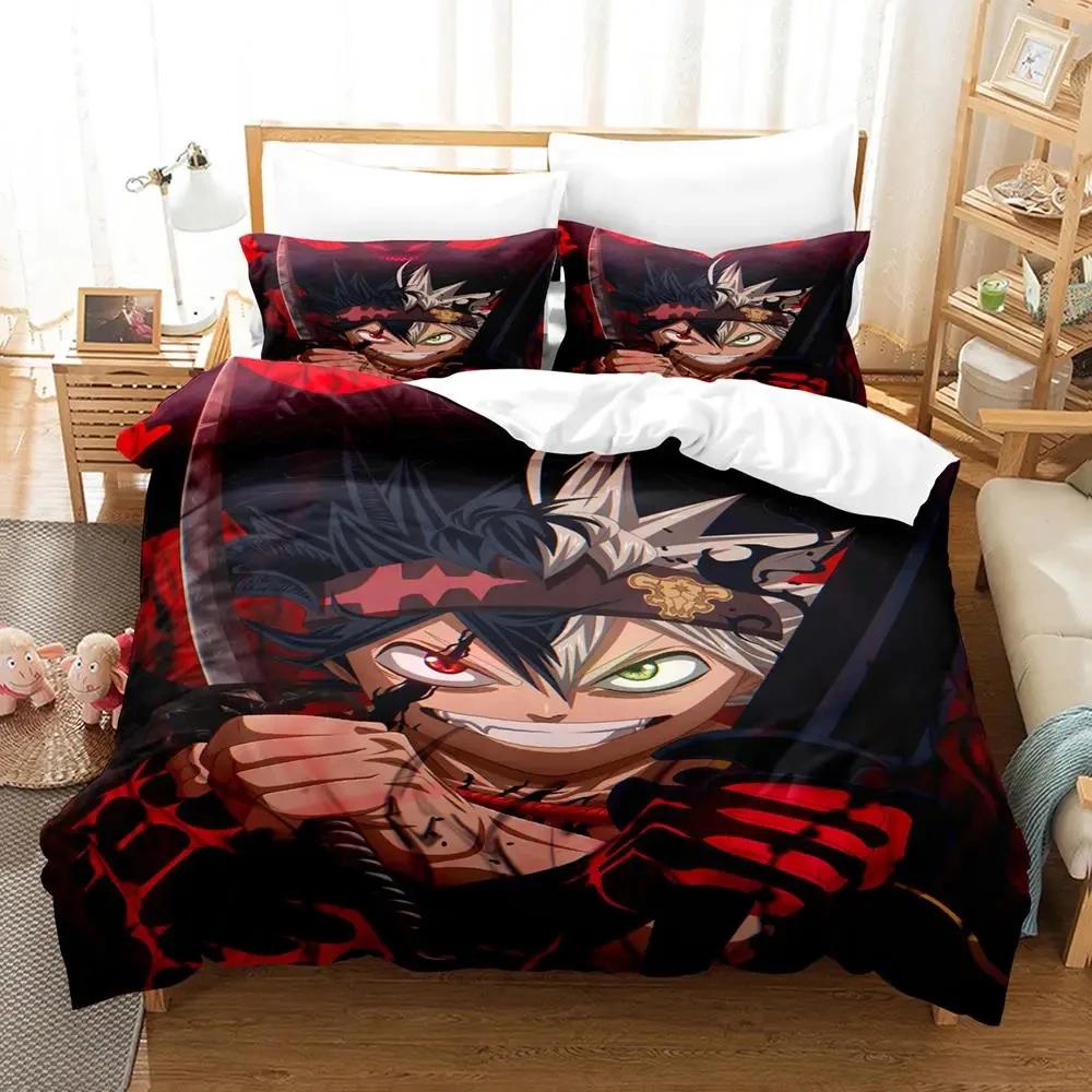 Black Clover Bedding Set Single Double Full Queen King Size Anime Duvet Cover Set For Adults Boys Quilt Cover Pillowcase