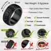 U7 Stainless Steel Norse Runes Spinner Ring for Man Black Gold Color Rotatable Band Fidget Anxiety Release Unisex Jewelry