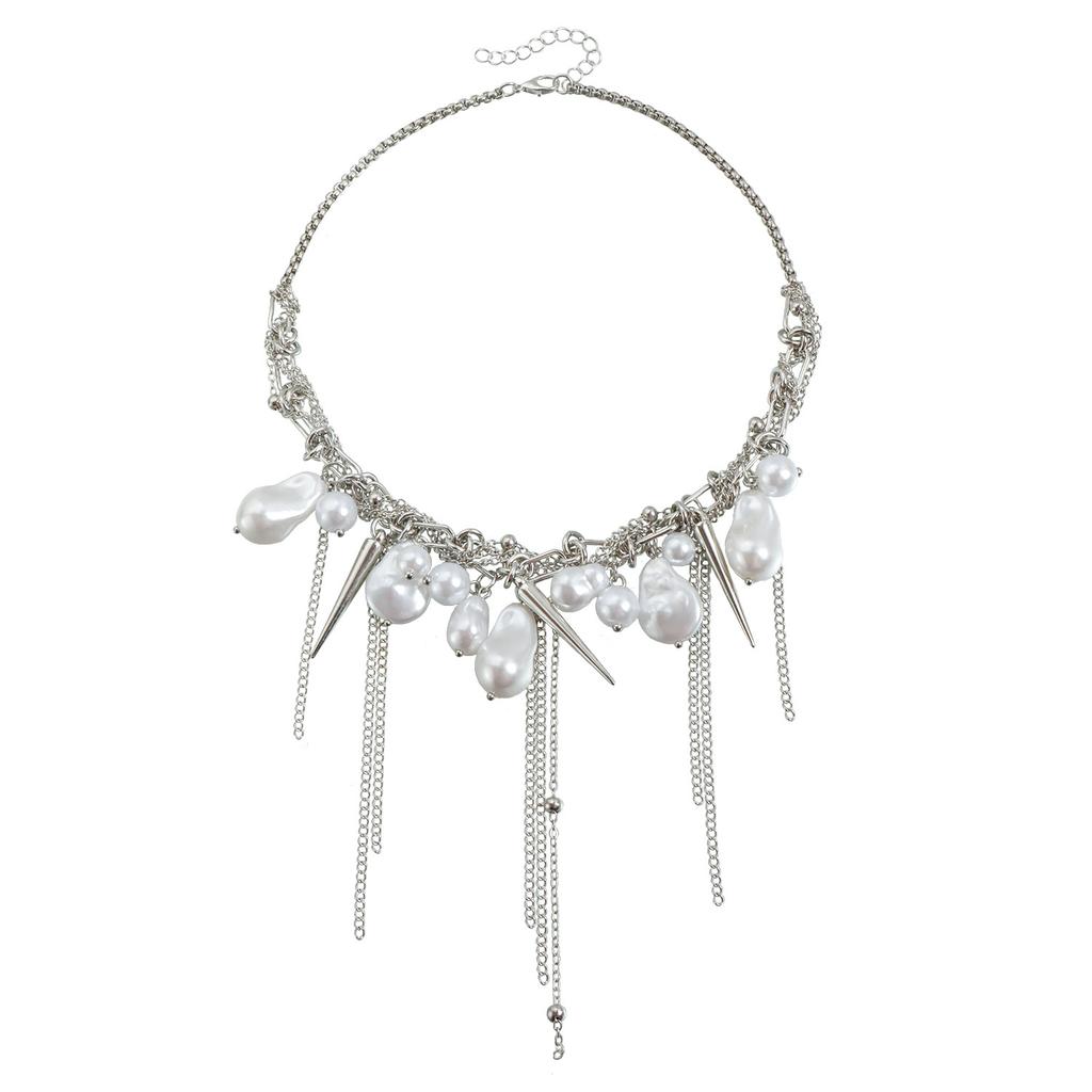 Sweet Cool Babes Wind Pearl Cone Necklace Metal Heavy Ins Wind Sue Choker