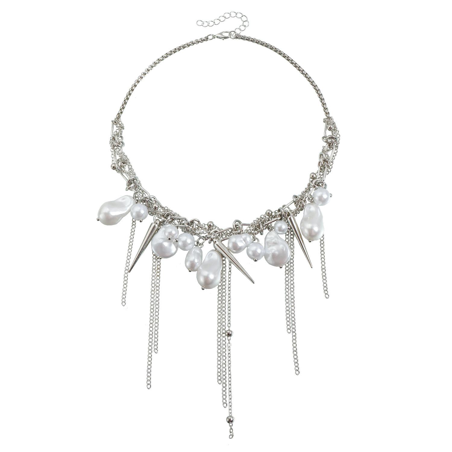 Sweet Cool Babes Wind Pearl Cone Necklace Metal Heavy Ins Wind Sue Choker