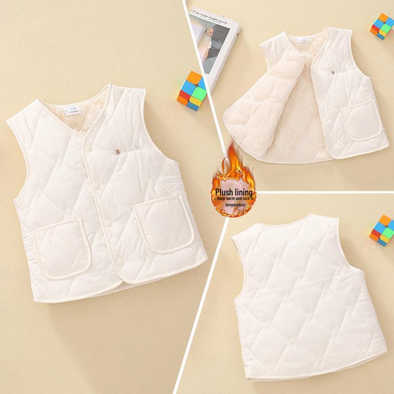 Children's Fleece-Lined Winter Vest: Warm & Thickened for Boys and Girls, Infant Class A