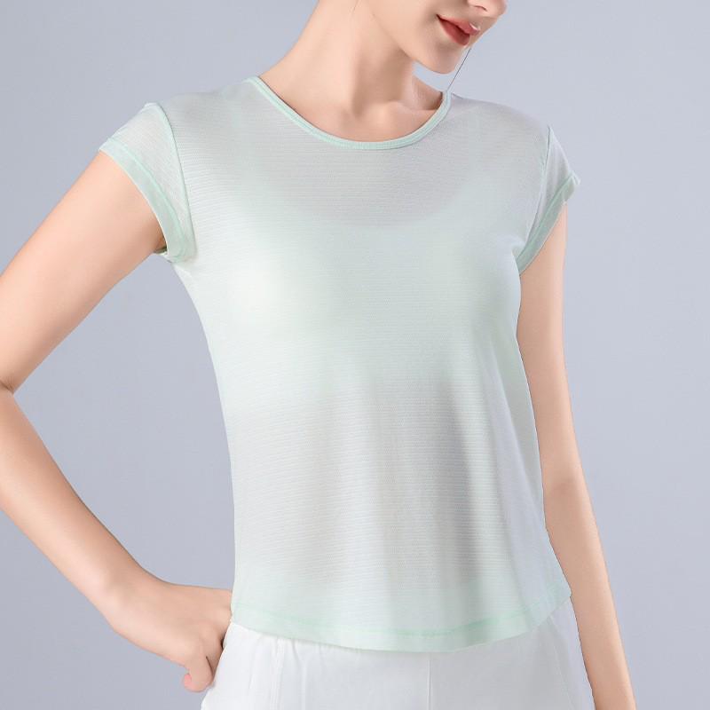 Damen Schnelltrocknendes Yoga & Lauf T-Shirt - Locker, Bequem, Figurschmeichelnd, Atmungsaktiv mit Kurzen Ärmeln für Sommer Fitness