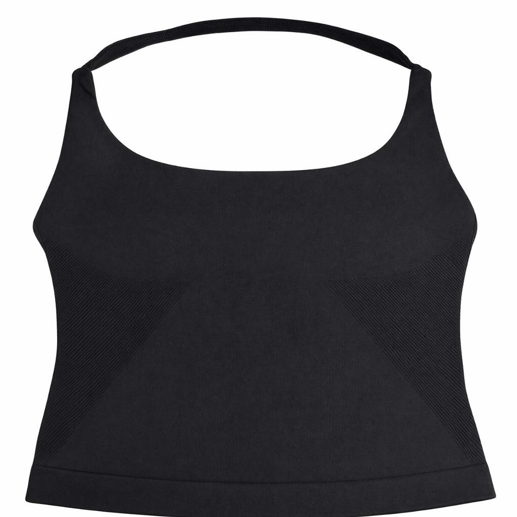 Dfyne Impact Seamless Halter Neck Yoga Tank Top with Chest Pads and Stylish Back Design