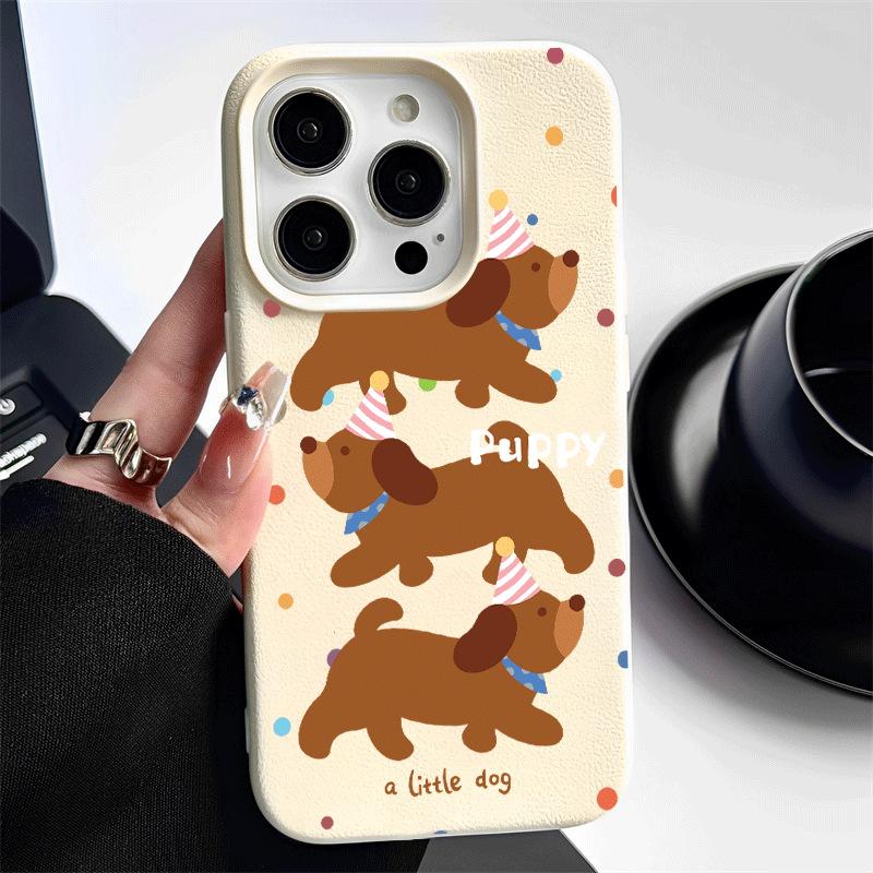 Ins Storm Point Puppy for Apple 16promax Mobile Phone Case for IPhone15plus Cartoon 14pro Skin Pattern