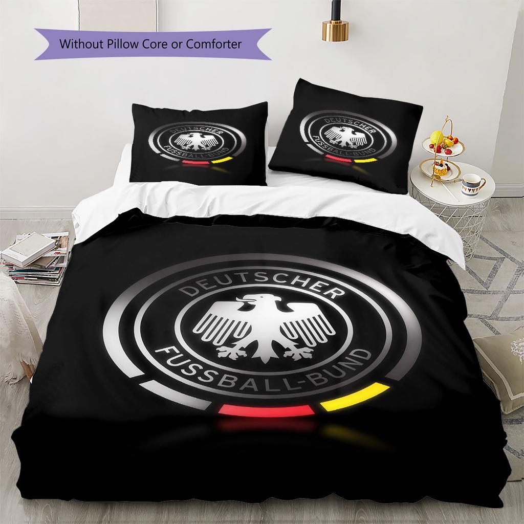 German Football Association Pattern Bedding Home Decoration Birthday Gift ( 1 duvet cover + 2 pillowcase, without core),fan merchandise.