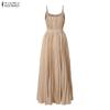 ZANZEA Bohemian Women Elegant V-Neck Straps Sleeveless Sling Long Dress