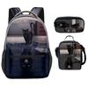 Classic Novelty Cool Cute Cat Pattern 3D Print 3pcs/Set Student School Bags Laptop Backpack Crossbody Lunch bag Pencil Case
