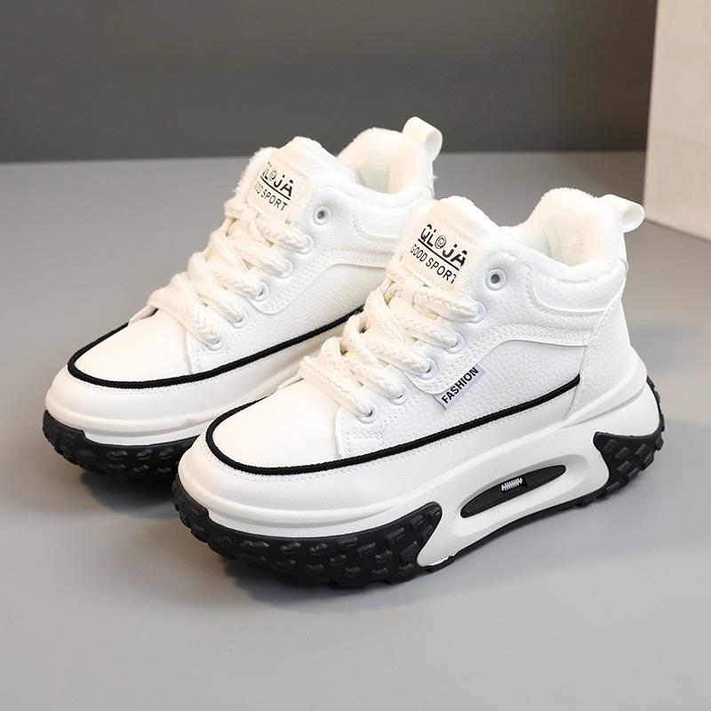 

Зимние кроссовки на массивной подошве 2025 для женщин Европа Повышающие рост Папины кроссовки Новая спортивная обувь на платформе 37(Foot 23.5cm) белый