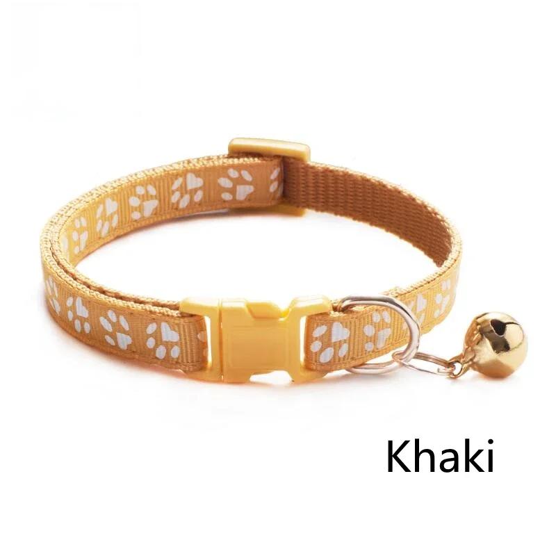 5pcs Adjustable Pet Collar With Bell Cartoon Footprint Colorful Puppy Cat Accessories Kitten Collar Safety Bell Ring Necklace