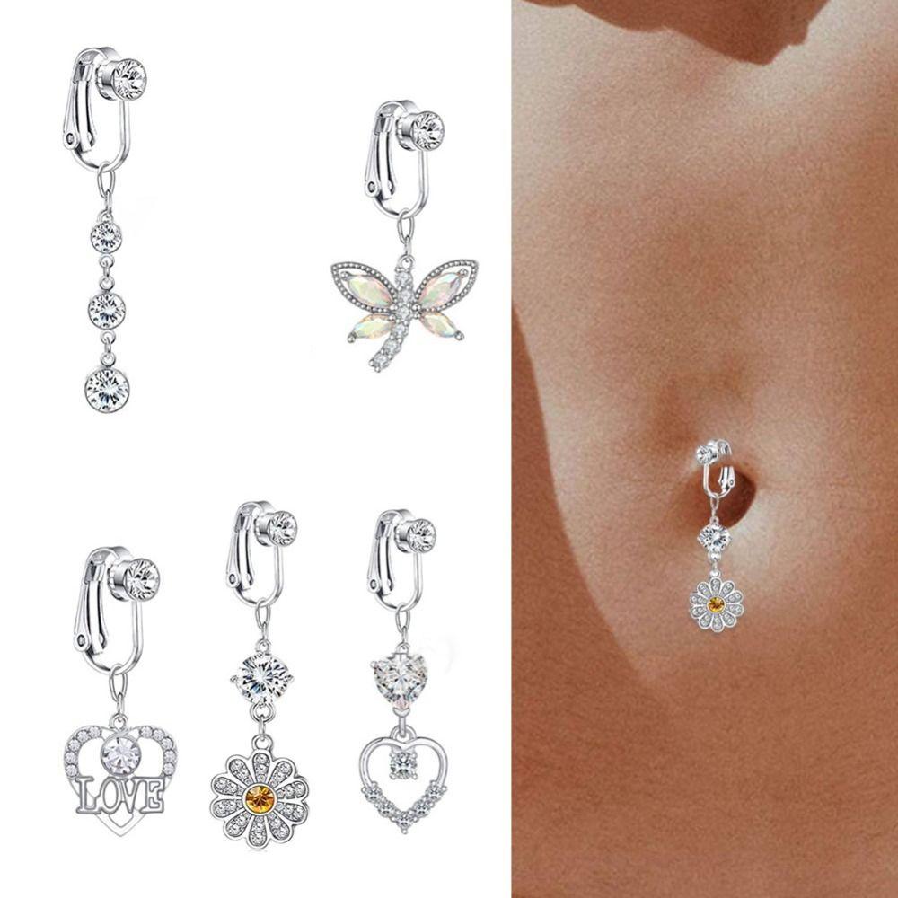 Cadeaux en Acier Inoxydable Faux Piercing au Ventre Anneau de Nombril Géométrique Piercing au Nombril