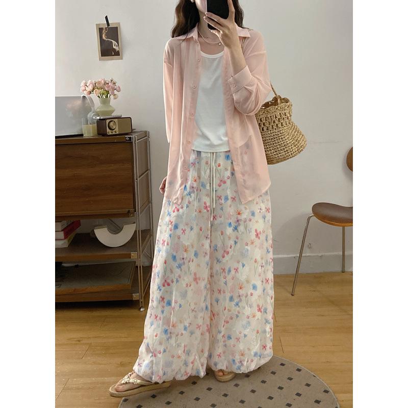 

2026 Summer Plus Size 3-Piece Set: Shirt, Vest, Wide-Leg Bloom Skirt M