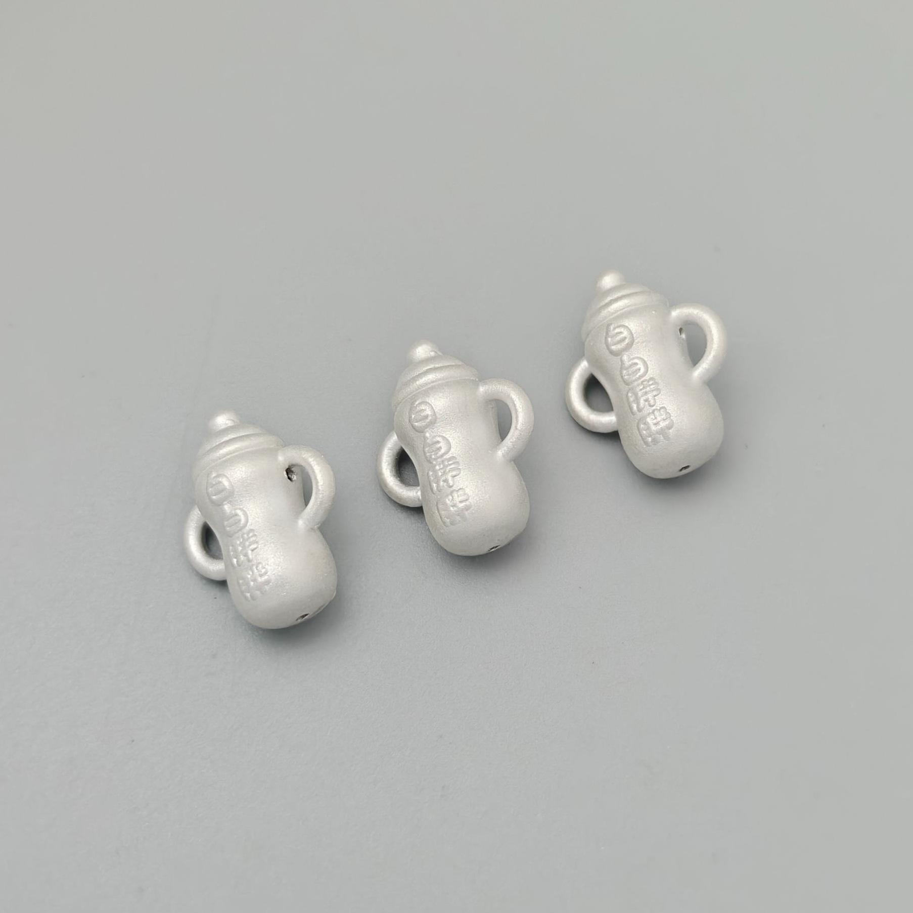 S999 Sterling Silver Milk Bottle Spacer Beads with 3D Chubby Lettering for DIY Jewelry.